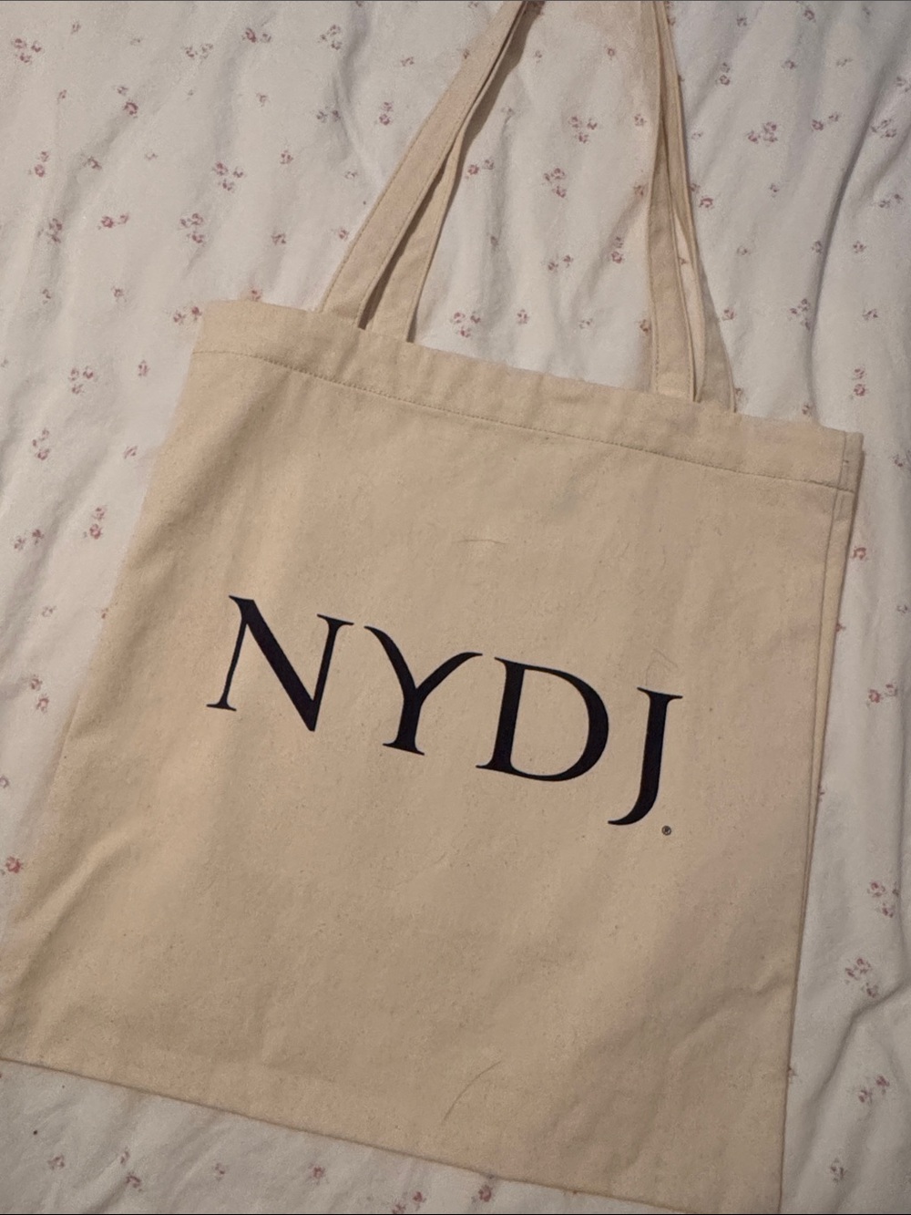 NYDJ Natural Canvas Tote with Black Logo
